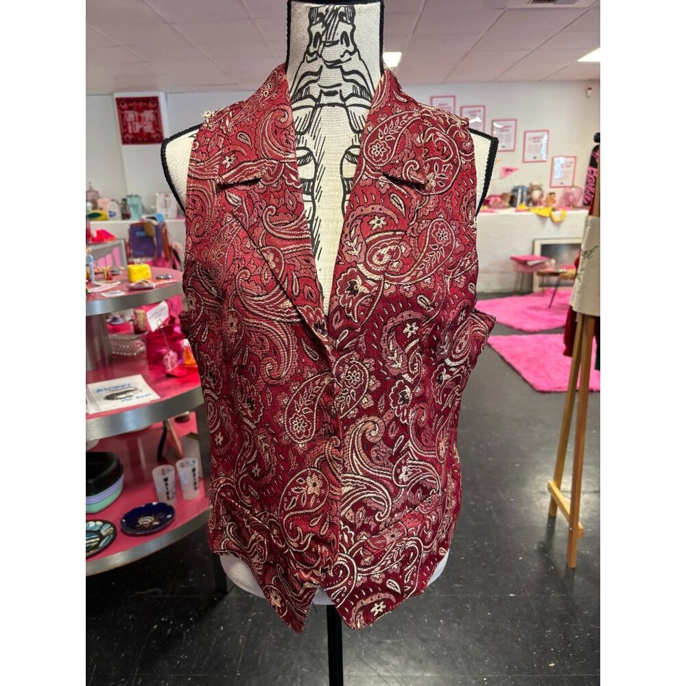 Vintage Red + Gold Western Embellished Cowboy Vest